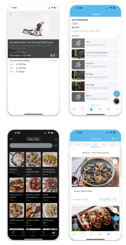 Trainerize workout screen showing structured training plans