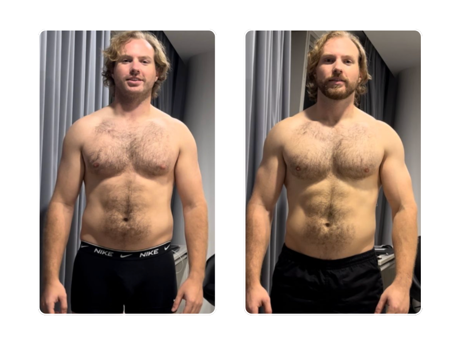 Male member showing body recomposition